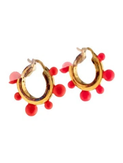 Pre-owned Missoma Enamel Sphere Good Vibes Hoop Earrings In Pink