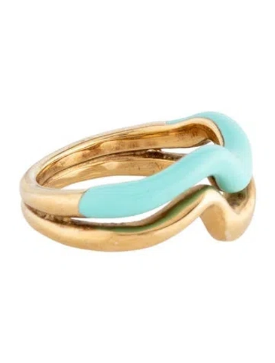 Pre-owned Missoma Enamel Squiggle Band In Blue