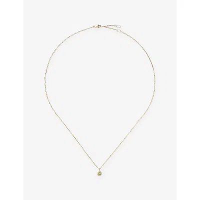 Missoma Fine August Birthstone 14ct Yellow Gold And Peridot Pendant Necklac In Metallic