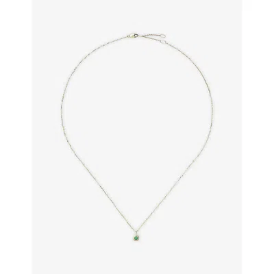 Missoma Fine May Birthstone 18ct Yellow Gold And Emerald Pendant Necklac In Silver