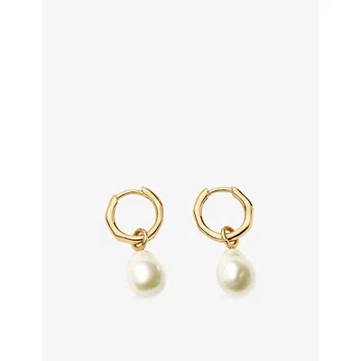 Missoma Fine Pearl Drop 9ct Gold Mini Hoop Earrings