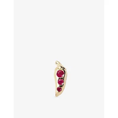 Missoma Fine Ruby Chili 9ct Yellow Gold And Ruby Single Stud Earrings
