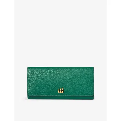 Missoma Gold Leather Jewellery Roll In Green