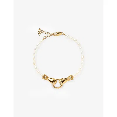 Missoma Harris Reed In Good Hands 18ct Gold-plated Brass And Pearl Bracelet