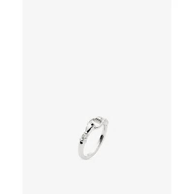 Missoma Harris Reed In Good Hands Stacking Silver Plated Brass Ring In Metallic