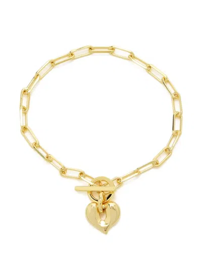 Missoma Heart-pendant Paperclip-link Bracelet In Gold