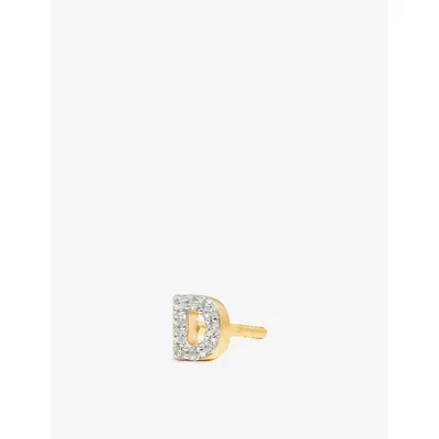 Missoma Initial D Pave Initial 18ct Gold Vermeil And Cubic Zirconia Single Stud Earring