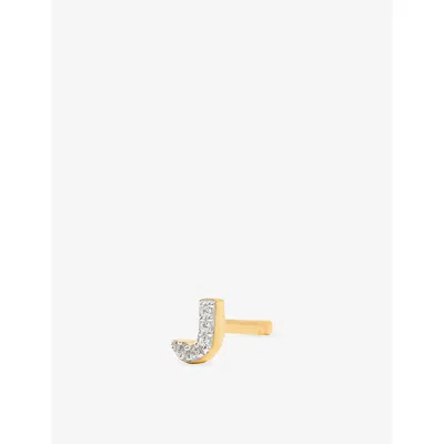 Missoma Initial H Pave Initial 18ct Gold Vermeil And Cubic Zirconia Single Stud Earring