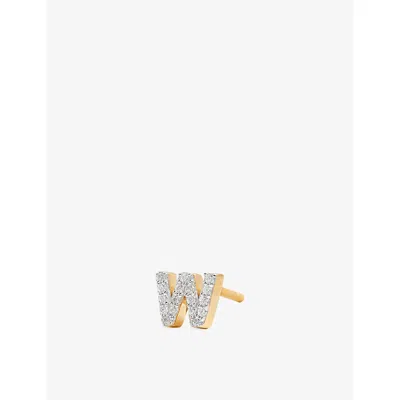 Missoma Initial W Pave Initial 18ct Gold Vermeil And Cubic Zirconia Single Stud Earring In Multi