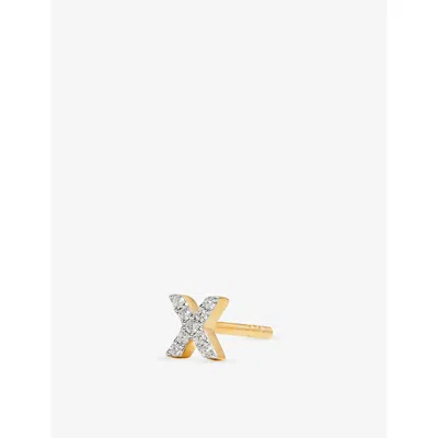 Missoma Initial X Pave Initial 18ct Gold Vermeil And Cubic Zirconia Single Stud Earring