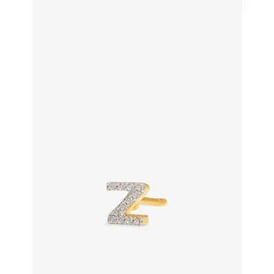 Missoma Initial Z Pave Initial 18ct Gold Vermeil And Cubic Zirconia Single Stud Earring
