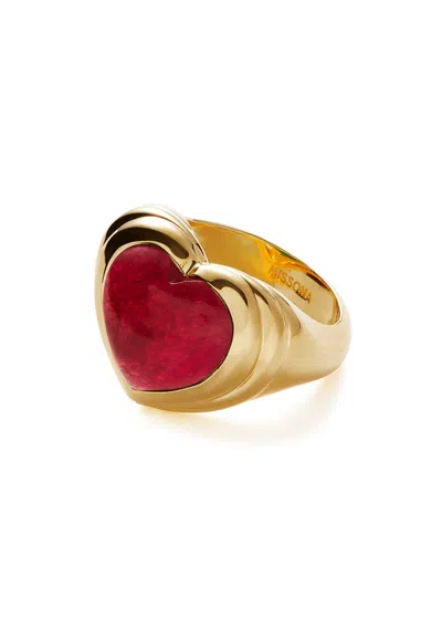 Missoma Jelly Heart 18kt Gold-plated Ring In Red