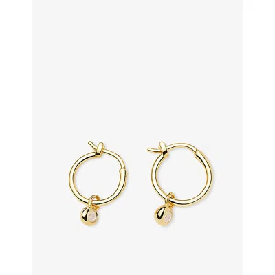 Missoma June Birthstone Mini Charm 18ct Yellow Gold Plated Brass And Moonstone Hoop Earrings