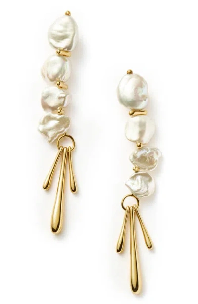 Missoma Keshi Pearl Drop Earrings In Gold