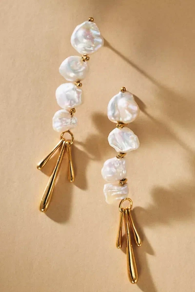 Missoma Keshi Pearl Sculpted Earrings In White