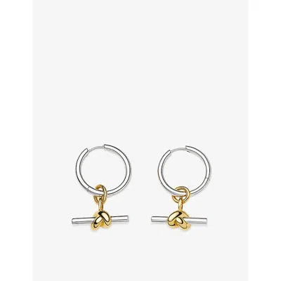 Missoma Lucy Williams Knot T Bar Charm 18ct Gold And Silver Plated Brass Hoop Earrings Mixed