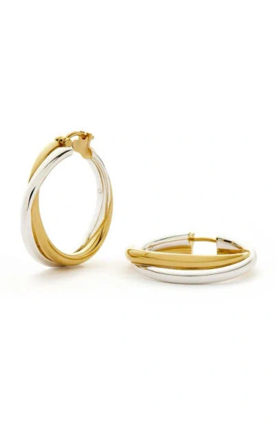 Missoma Lucy Williams Mixed Metal Hoop Earrings In Mixed Silver/gold