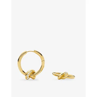 Missoma Lucy Williams Pavé Knot Small 18ct Gold Plated Brass Hoop Earrings