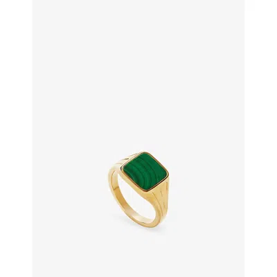 Missoma Lucy Williams X  Square 18ct Gold-plated Brass Malachite Signet Ring In Multi