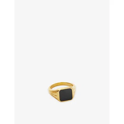 Missoma Lucy Williams X  Square 18ct Gold-plated Brass Onyx Signet Ring In Multi