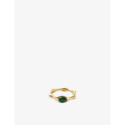 Missoma Magma Gemstone 18ct Yellow Gold Plated Brass And Malachite Stacking Ring In Multi