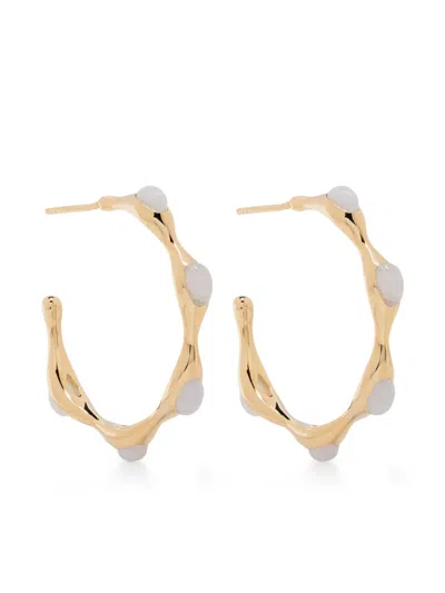 Missoma Magma Rainbow Moonstone Hoop Earrings In Gold