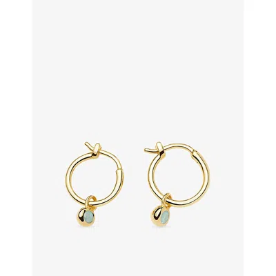 Missoma March Birthstone Mini Charm 18ct Yellow Gold Plated Brass And Aquamarine Hoop Earrings