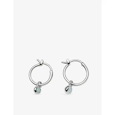 Missoma March Birthstone Mini Charm Silver Plated Brass And Aquamarine Hoop Earrings
