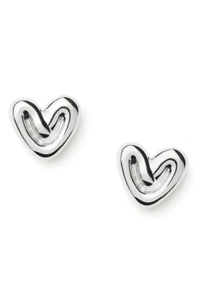 Missoma Mini Puffy Heart Stud Earrings In Silver