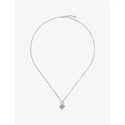 Missoma Mini Ridge Heart Charm Silver Plated Sterling-silver Pendant Necklac In Metallic