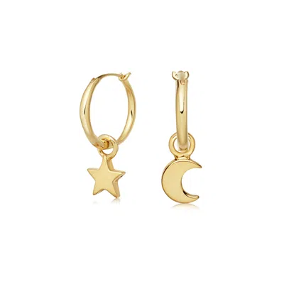 Missoma Mini Star Moon 18kt Gold Vermeil Hoop Earrings