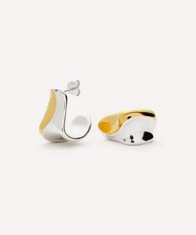 Missoma Mixed Metal Sculptural Molten Medium Hoop Earrings