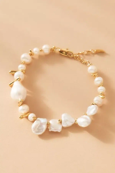 Missoma Mixed Pearl Statement Beaded Bracelet In Gold