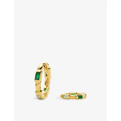 Missoma Molten Gemstone Baguette Small 18ct Yellow Gold Plated Brass And Onyx Hoop Earrings