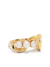 Missoma Molten Pearl Twisted Stacking Ring In Gold
