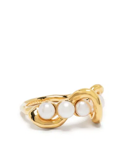 Missoma Molten Pearl Twisted Stacking Ring In Gold