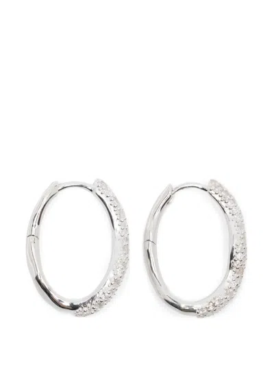 Missoma Molten Silver Embellished Hoop Earrings In Metallic