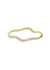 Missoma Womens Molten Snow Ripple Hinged 18ct Yellow Gold-plated Brass And Zirconia Bangle In Gold