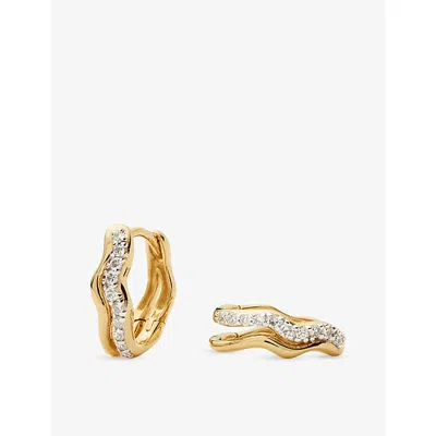 Missoma Molten Snow Double Mini 9ct Solid Yellow Gold And Lab Grown Diamond Hoop Earrings