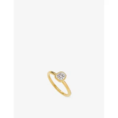 Missoma Molten Soft Square Pavé 18ct Gold-plated Brass Ring In Transparent