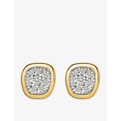 Missoma Molten Soft Square Pavé 18ct Gold-plated Brass Stud Earrings