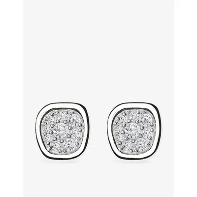 Missoma Molten Soft Square Pavé Sterling Silver-plated Brass Stud Earrings In Metallic