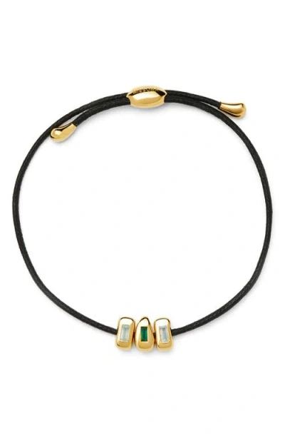Missoma Molten Stone Baguette Cord Bracelet In Black