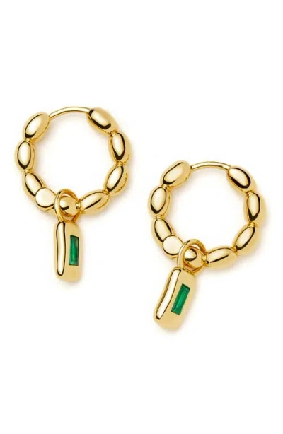 Missoma Molten Stone Baguette Hoop Earrings In Gold