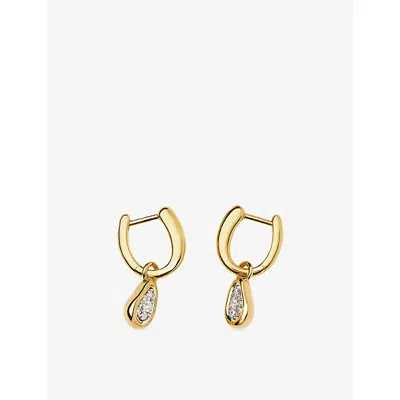 Missoma Molten Teardrop Pavé 18ct Gold-plated Brass Hoop Earrings