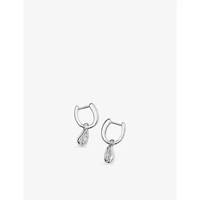 Missoma Molten Teardrop Pavé Charm Sterling Silver-plated Brass Hoop Earrings In Transparent