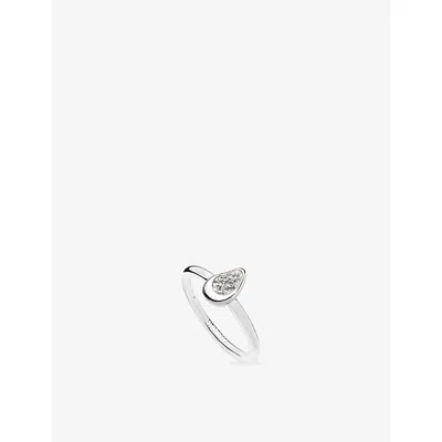 Missoma Molten Teardrop Pavé Silver-plated Brass Ring In Yellow