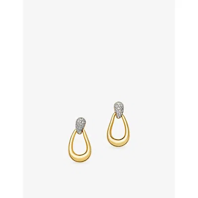 Missoma Molten Teardrop Pavé Statement 18ct Gold-plated And Sterling Silver-plated Brass Stud Earrings