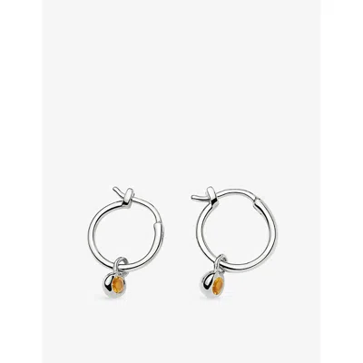 Missoma November Birthstone Mini Charm Silver Plated Brass And Citrine Hoop Earrings