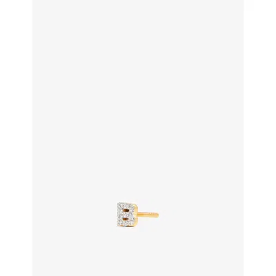 Missoma Pavé Initial B 18ct Yellow Gold Vermeil And Cubic Zirconia Single Stud Earring In Multi
